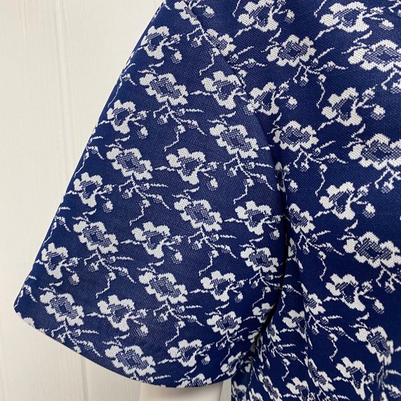 Vintage Cedar Glen Women's Short Sleeve Blue Floral Knee Length Dress Size 22 - Picture 2 of 9
